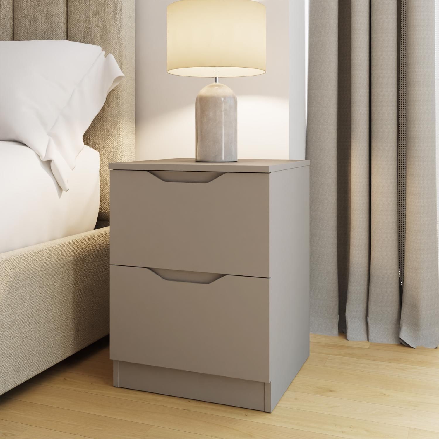 FWStyle Luno Putty 2 Drawer Modern Bedside Table - image 2