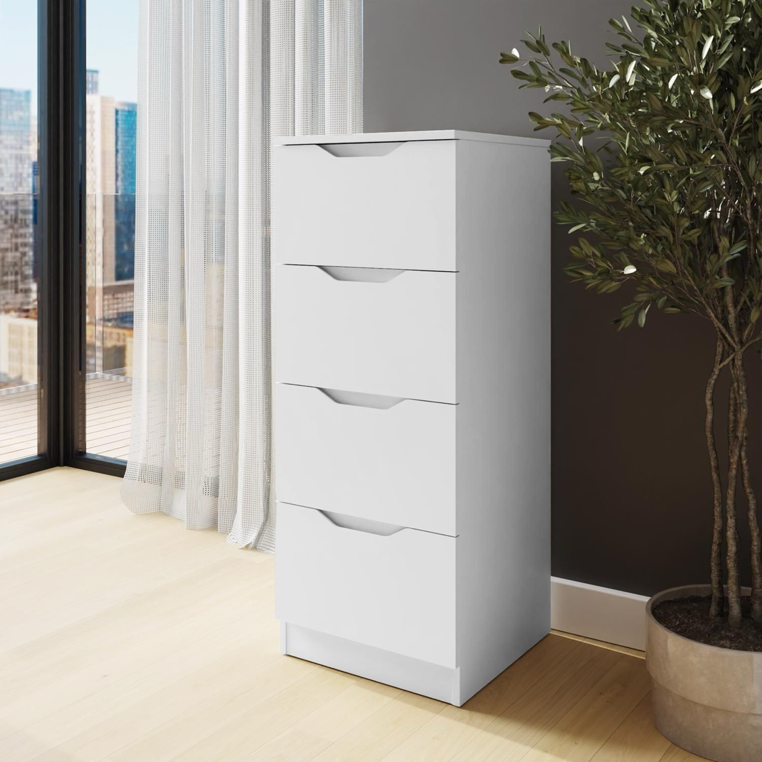 FWStyle Luno White 4 Drawer Modern Chest of Drawers - image 2