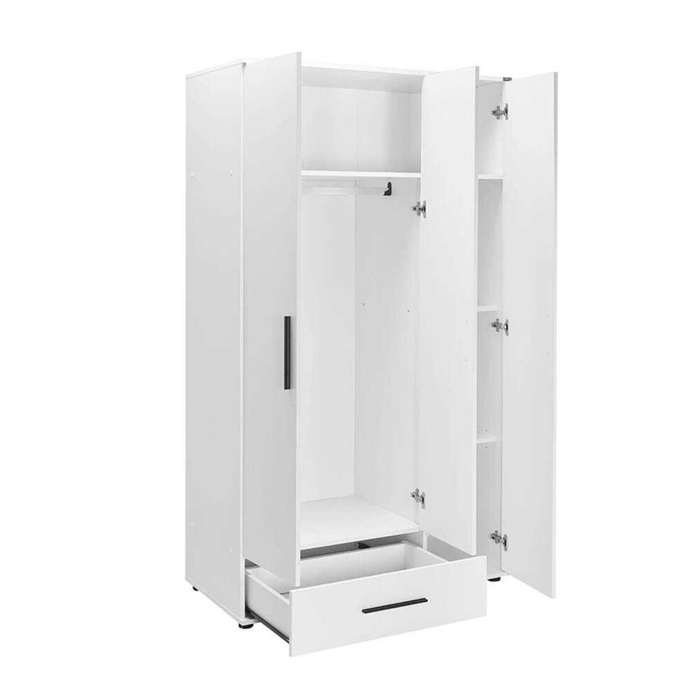 FWStyle Matt White 3 Door Single Drawer Triple Wardrobe - image 2