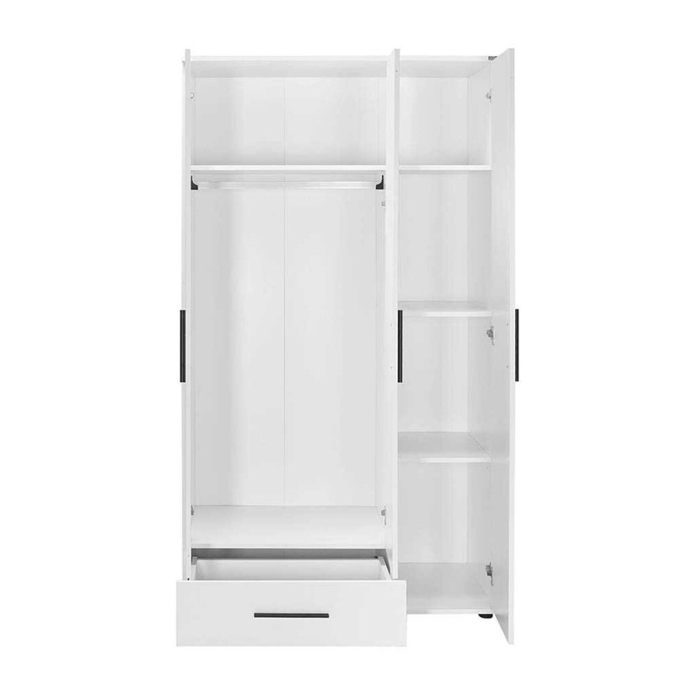 FWStyle Matt White 3 Door Single Drawer Triple Wardrobe - image 4
