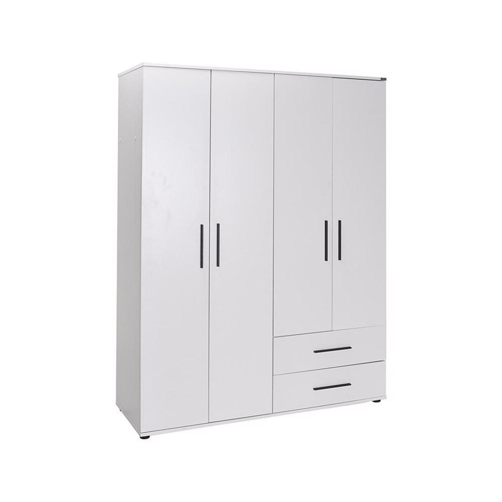 FWStyle Matt White 4 Door 2 Drawer Quad Wardrobe - image 2