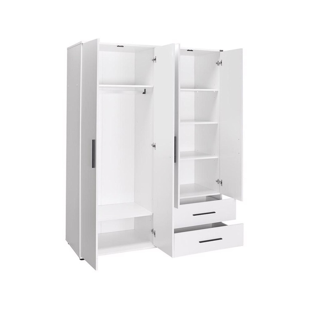 FWStyle Matt White 4 Door 2 Drawer Quad Wardrobe - image 3