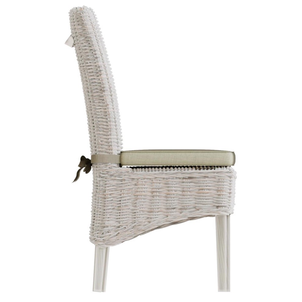 FWStyle Maya Set of 2 Whitewash Kubu Rattan Dining Chairs - image 2