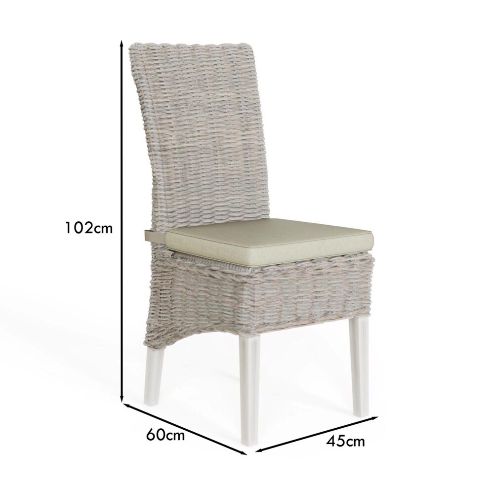 FWStyle Maya Set of 2 Whitewash Kubu Rattan Dining Chairs - image 4