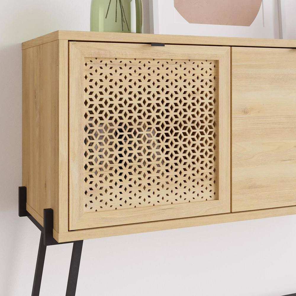 FWStyle Naive Oak 2 Door 2 Shelf Sideboard with Black Metal Frame - image 4