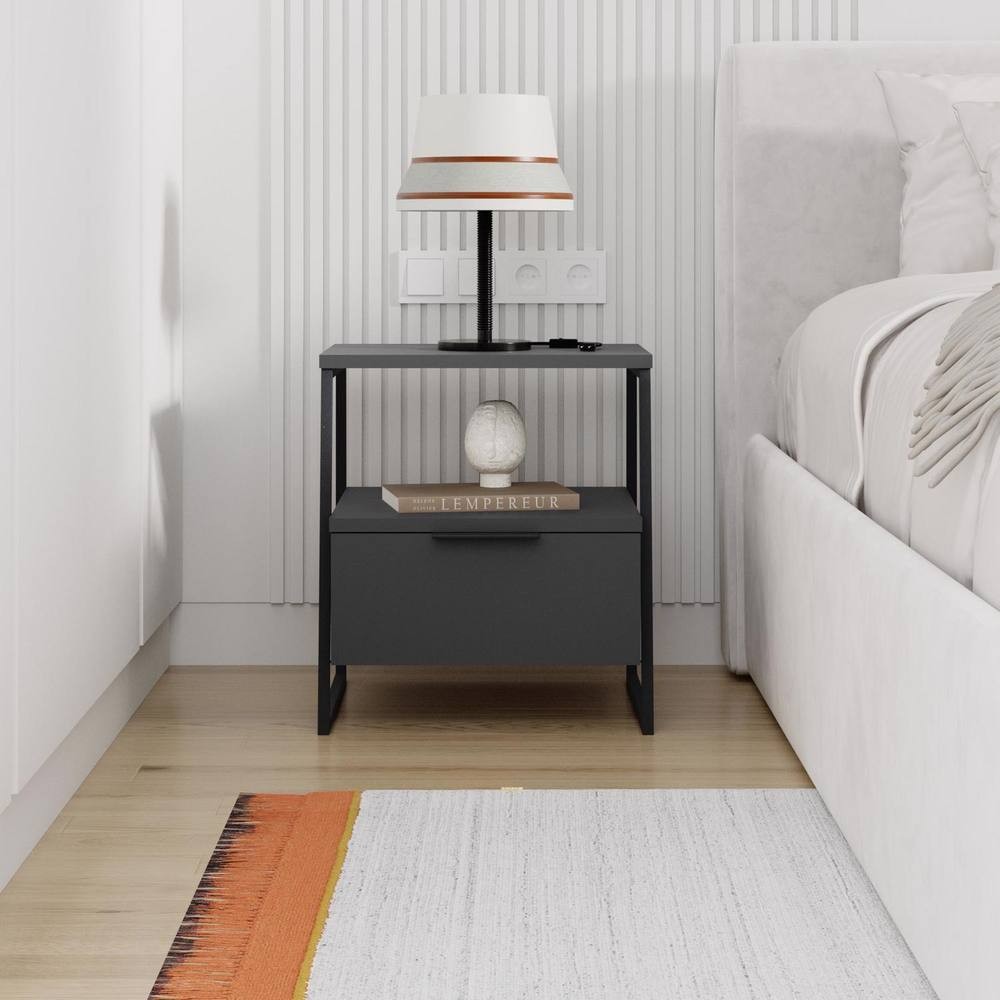 FWStyle Pal Anthracite Single Drawer Bedside Table - image 2