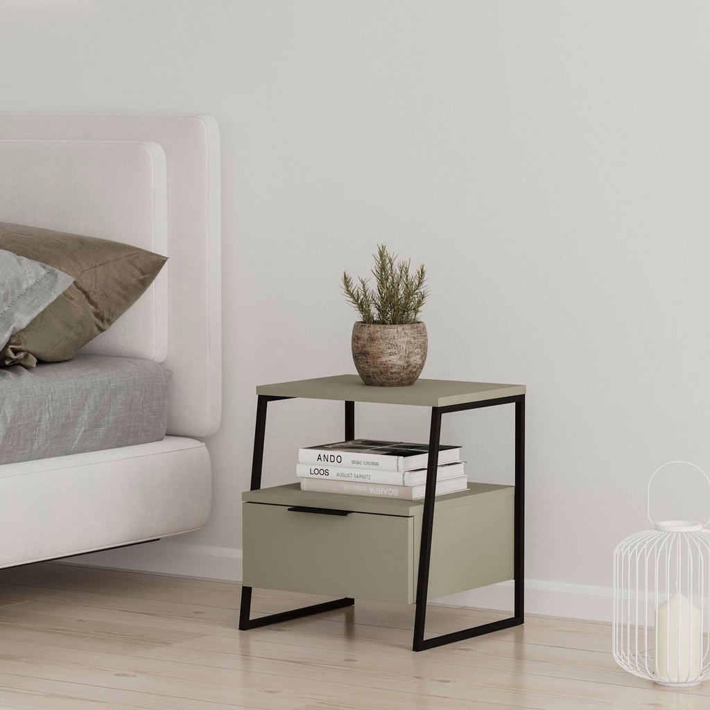 FWStyle Pal Ash Green Single Drawer Bedside Table - image 2