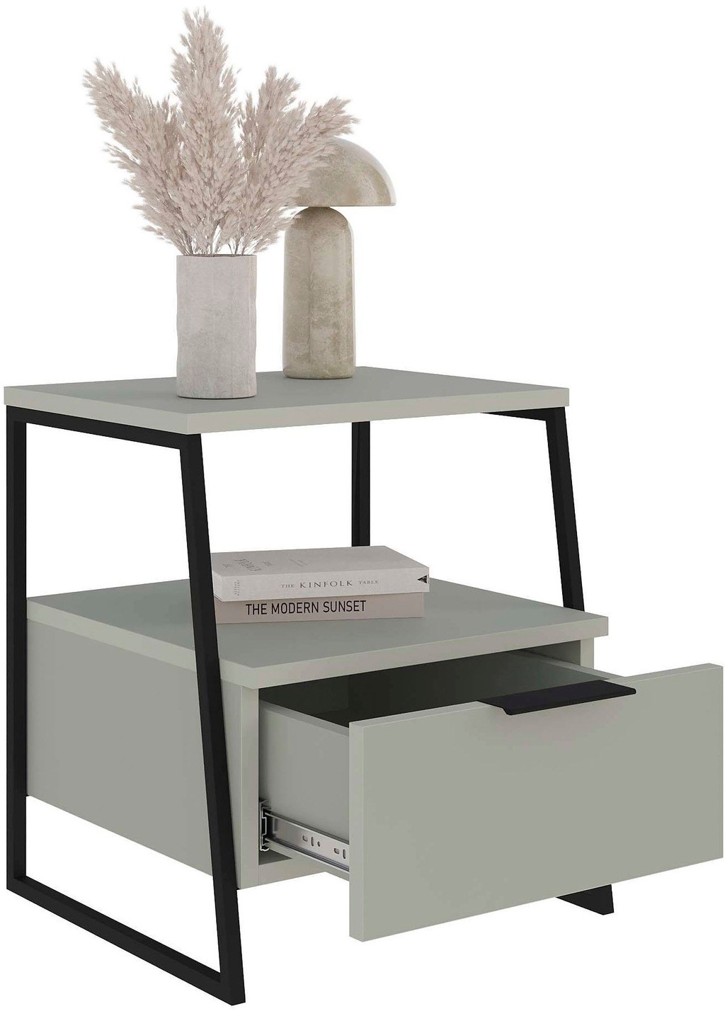 FWStyle Pal Ash Green Single Drawer Bedside Table - image 4