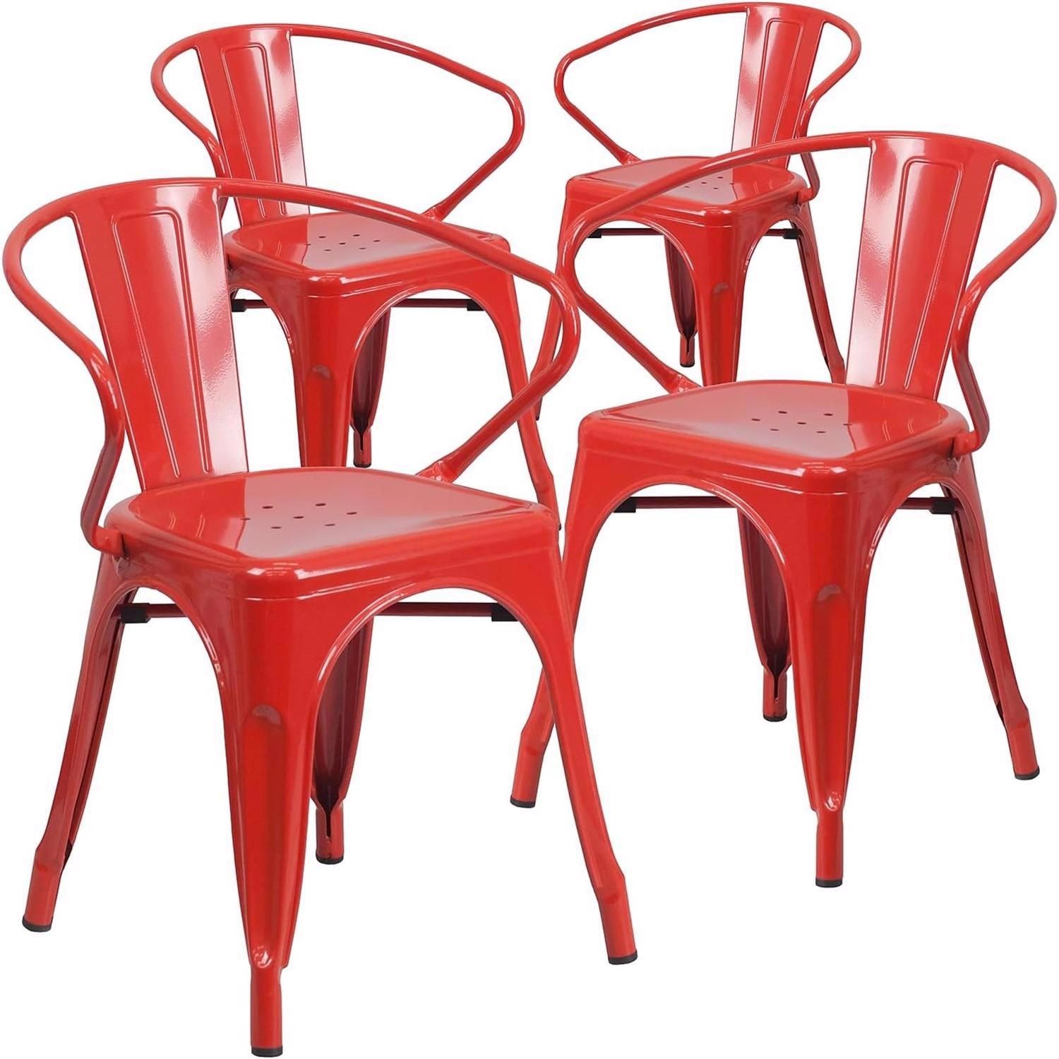 FWStyle Red Galvanised Steel Ready Assembled Chairs Set of 4 - image 2