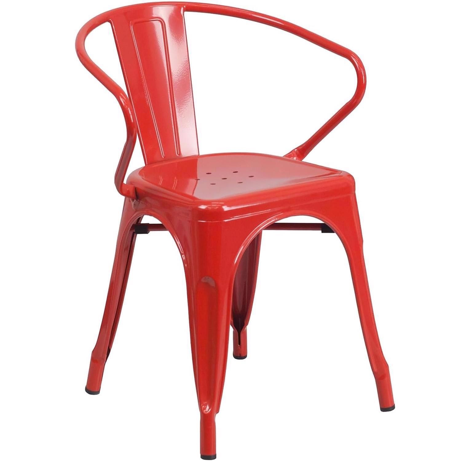 FWStyle Red Galvanised Steel Ready Assembled Chairs Set of 4 - image 3