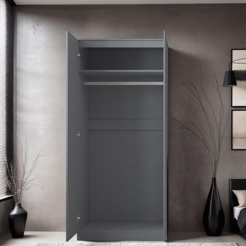 FWStyle Stora 2 Door Matt Grey Wardrobe - image 2