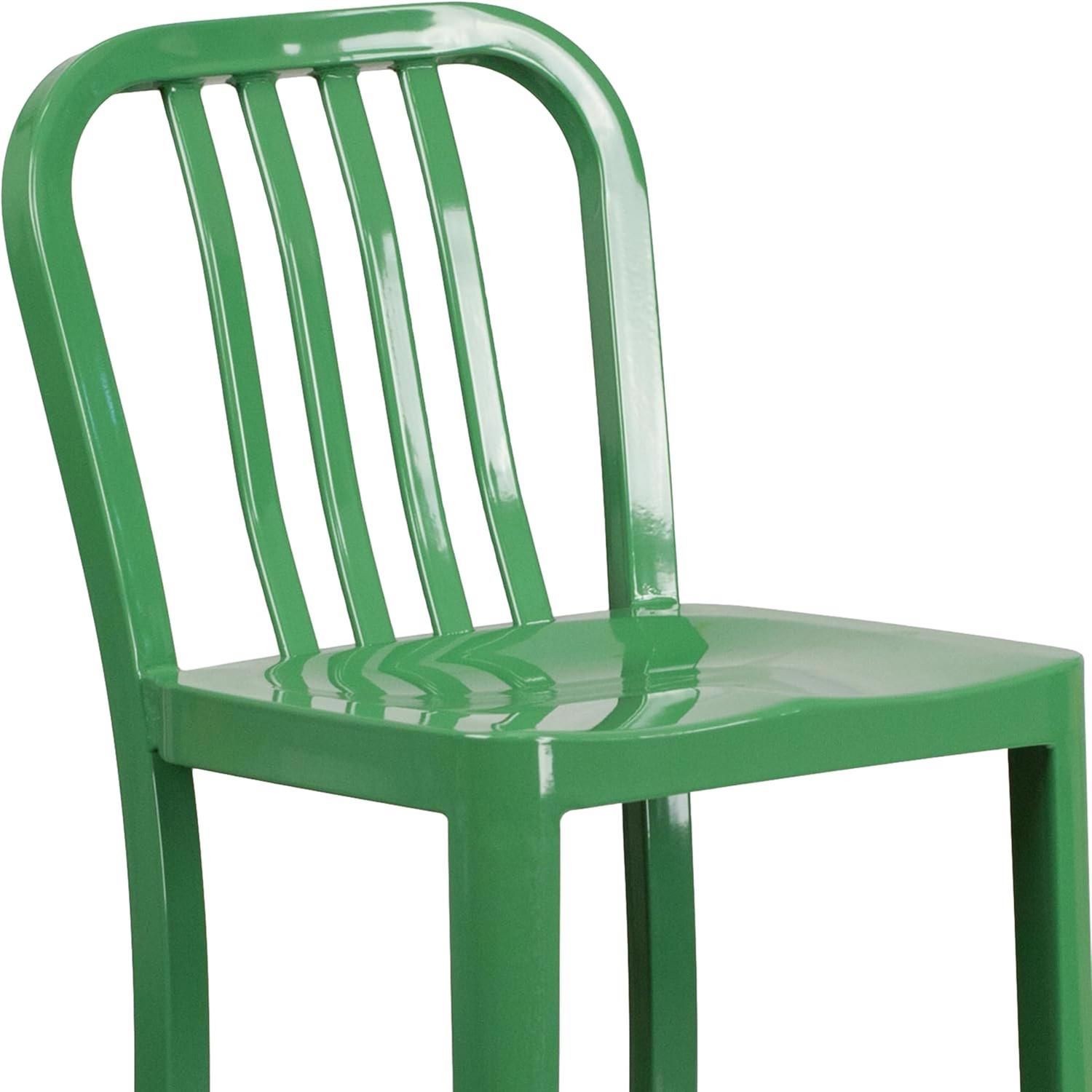 FWStyle Tall Green Galvanised Steel Ready Assembled Bar Chairs Set of 2 - image 3