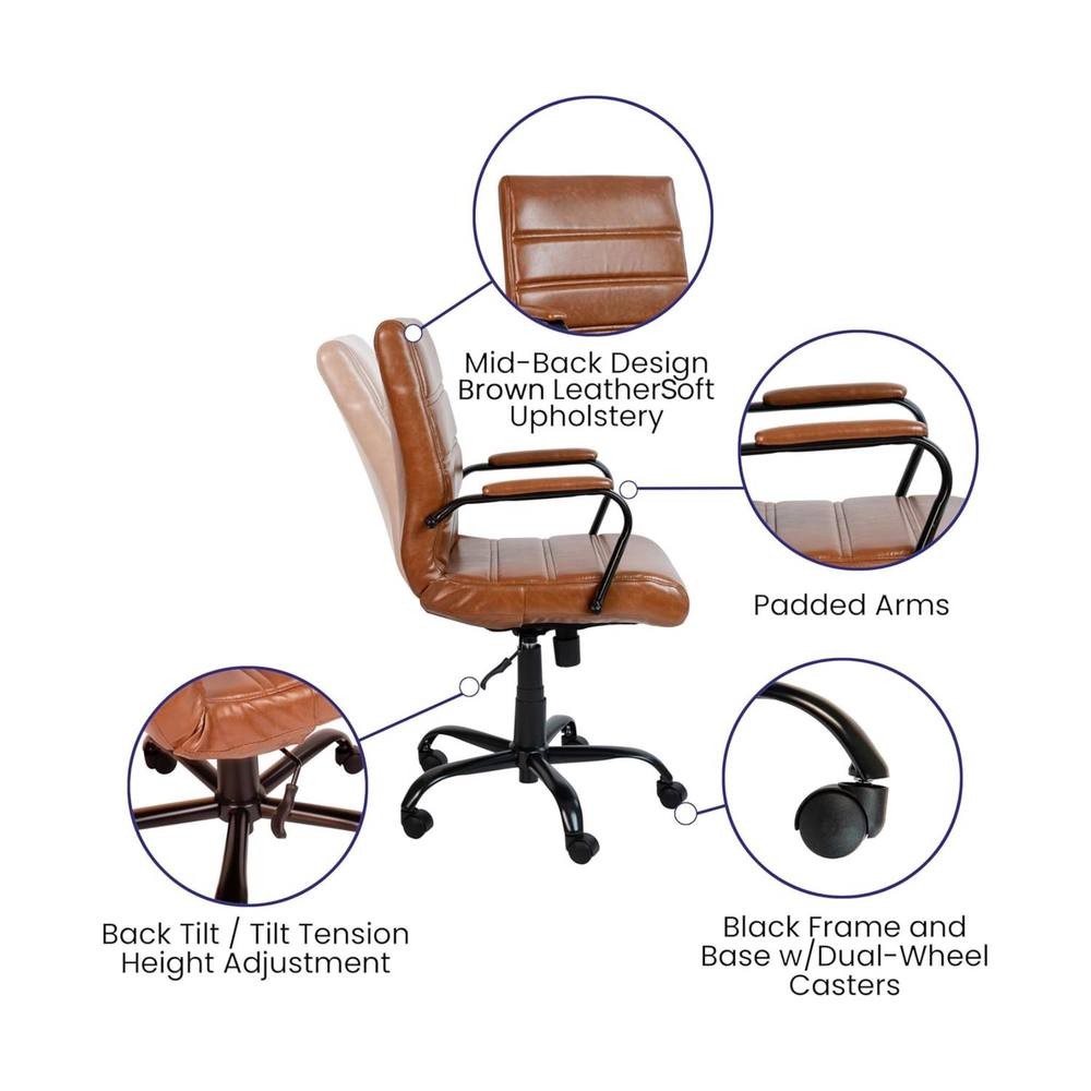 FWStyle Tan Faux Leather Ribbed Office Chair - image 2