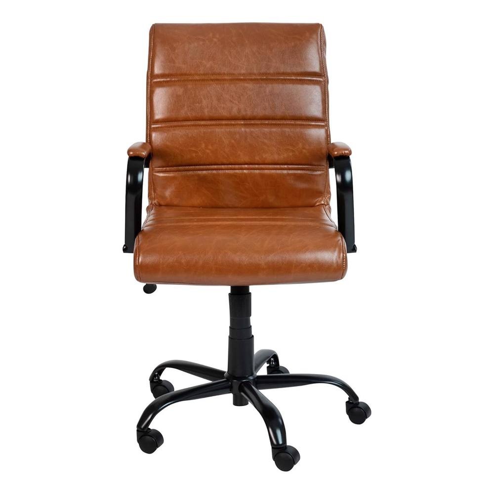FWStyle Tan Faux Leather Ribbed Office Chair - image 3