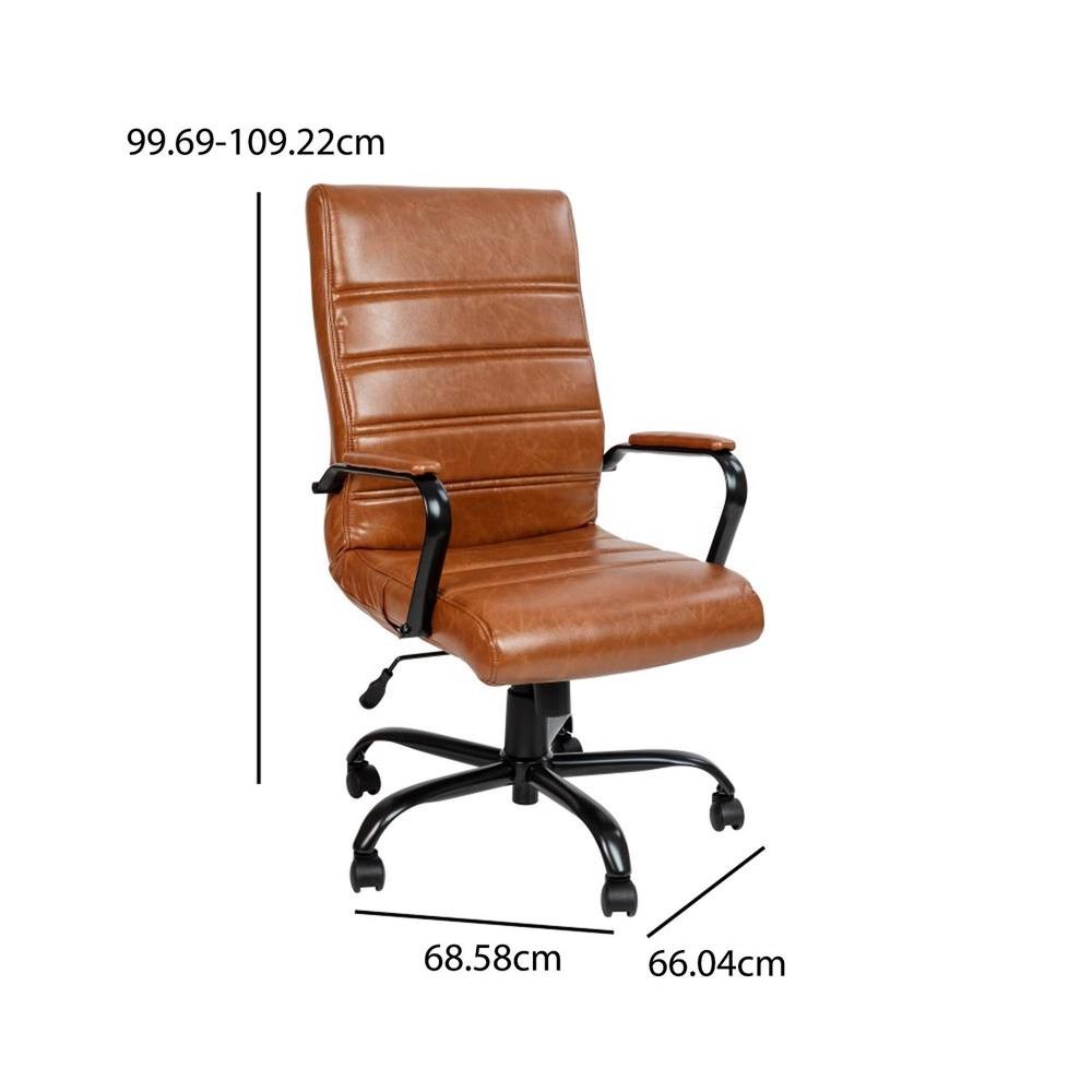 FWStyle Tan Faux Leather Ribbed Office Chair - image 5