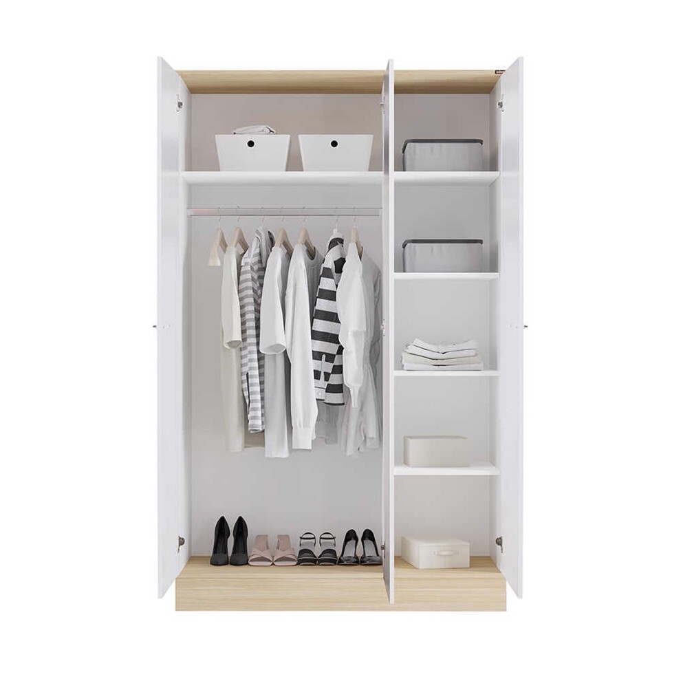 FWStyle White 3 Door Single Drawer Triple Wardrobe - image 4