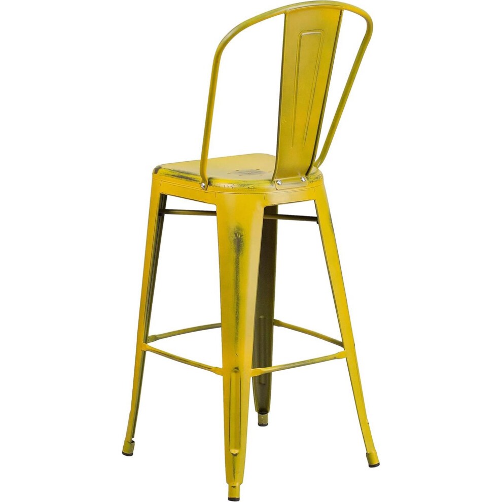 FWStyle Yellow Distressed Steel Bar Stool Set of 4 - image 3