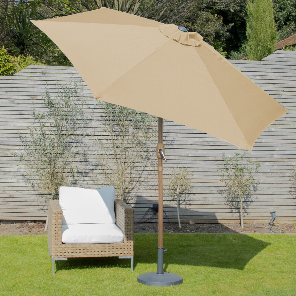 Gardenkraft Beige Wooden Crank and Tilt 6 Ribs Parasol 2.7m - image 3