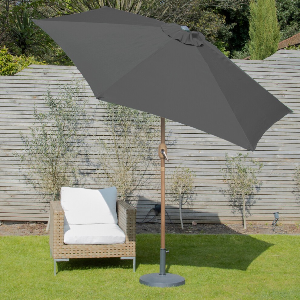 Gardenkraft Charcoal Wooden Crank and Tilt 6 Ribs Parasol 2.7m - image 2