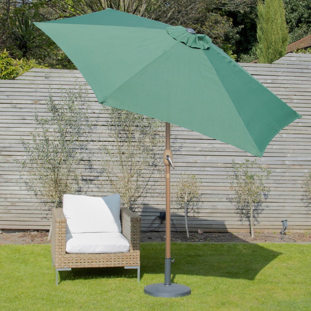 Gardenkraft Dark Green Wooden Crank and Tilt 6 Ribs Parasol 2.7m - image 2