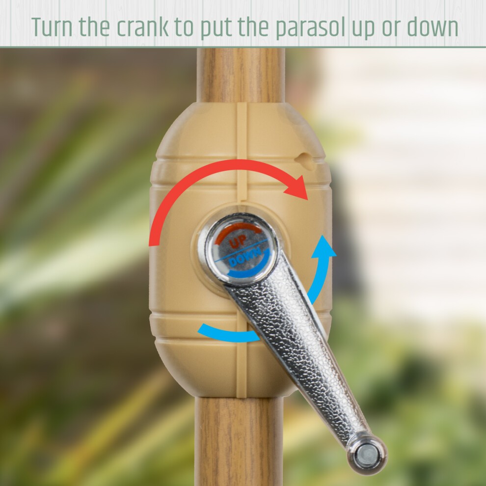 Gardenkraft Grey Wooden Crank and Tilt 6 Ribs Parasol 2.7m - image 5