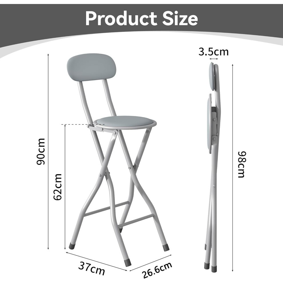 Grey Padded Folding Breakfast Bar Stool Set of 6 - image 2