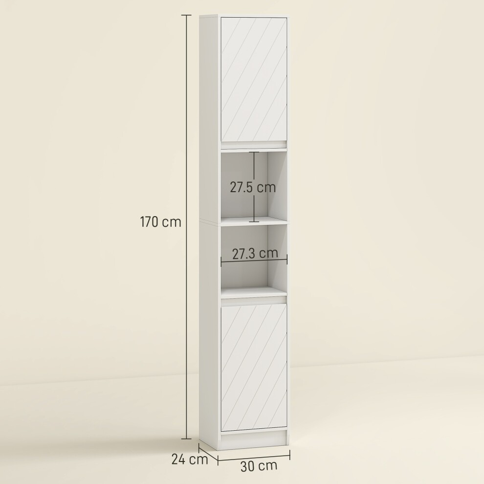 HOMCOM 2 Door 2 Shelf White Narrow Bathroom Storage Cabinet - image 2