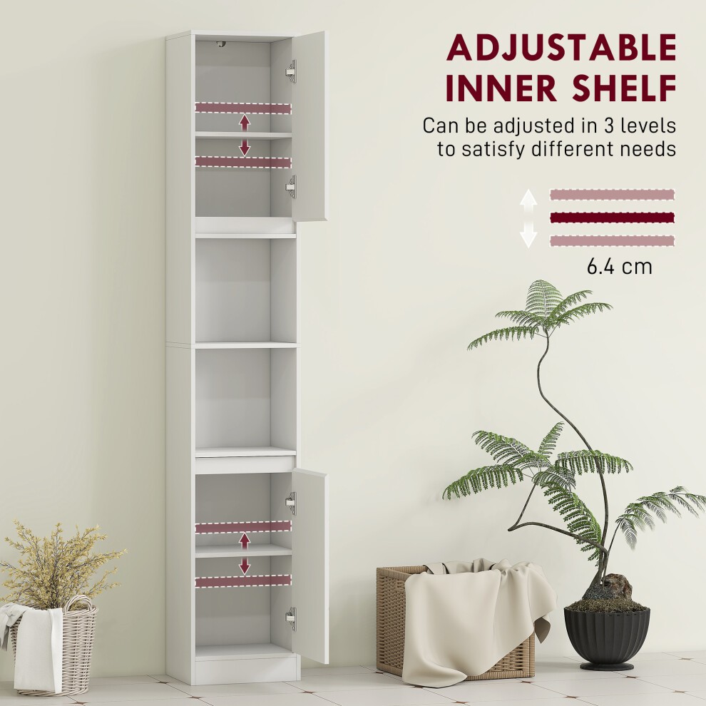 HOMCOM 2 Door 2 Shelf White Narrow Bathroom Storage Cabinet - image 5