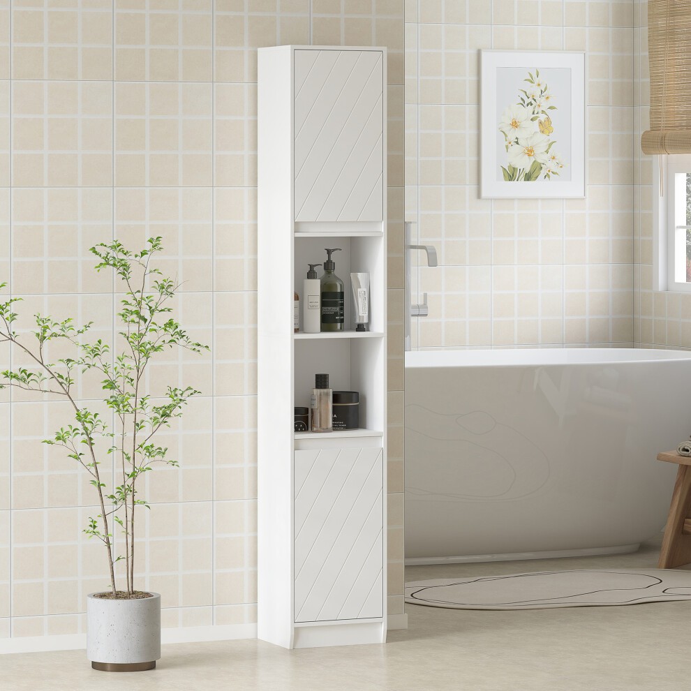 HOMCOM HOMCOM Narrow Bathroom Storage Cabinet with Open Compartment, White