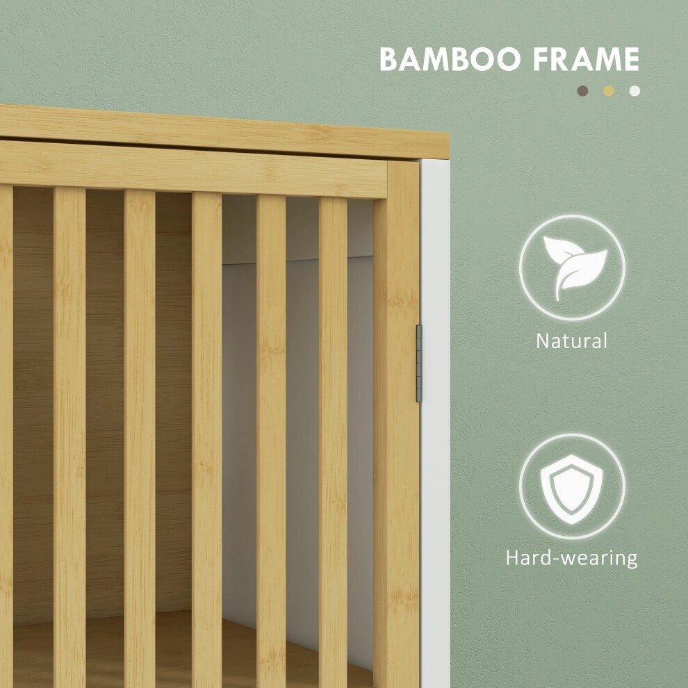HOMCOM 2 Door 2 Shelf White Tall Bamboo Bathroom Cabinet - image 4