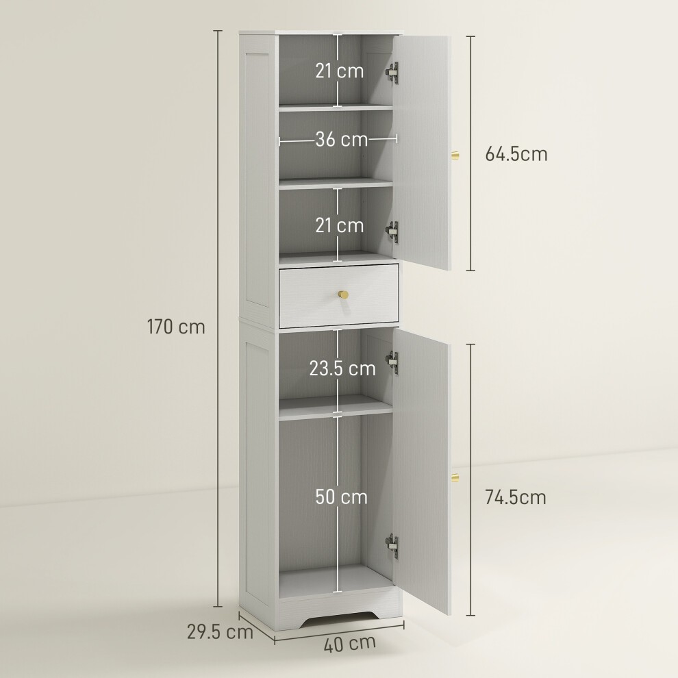 HOMCOM 2 Door Single Shelf White Tall Bathroom Storage Cabinet - image 2