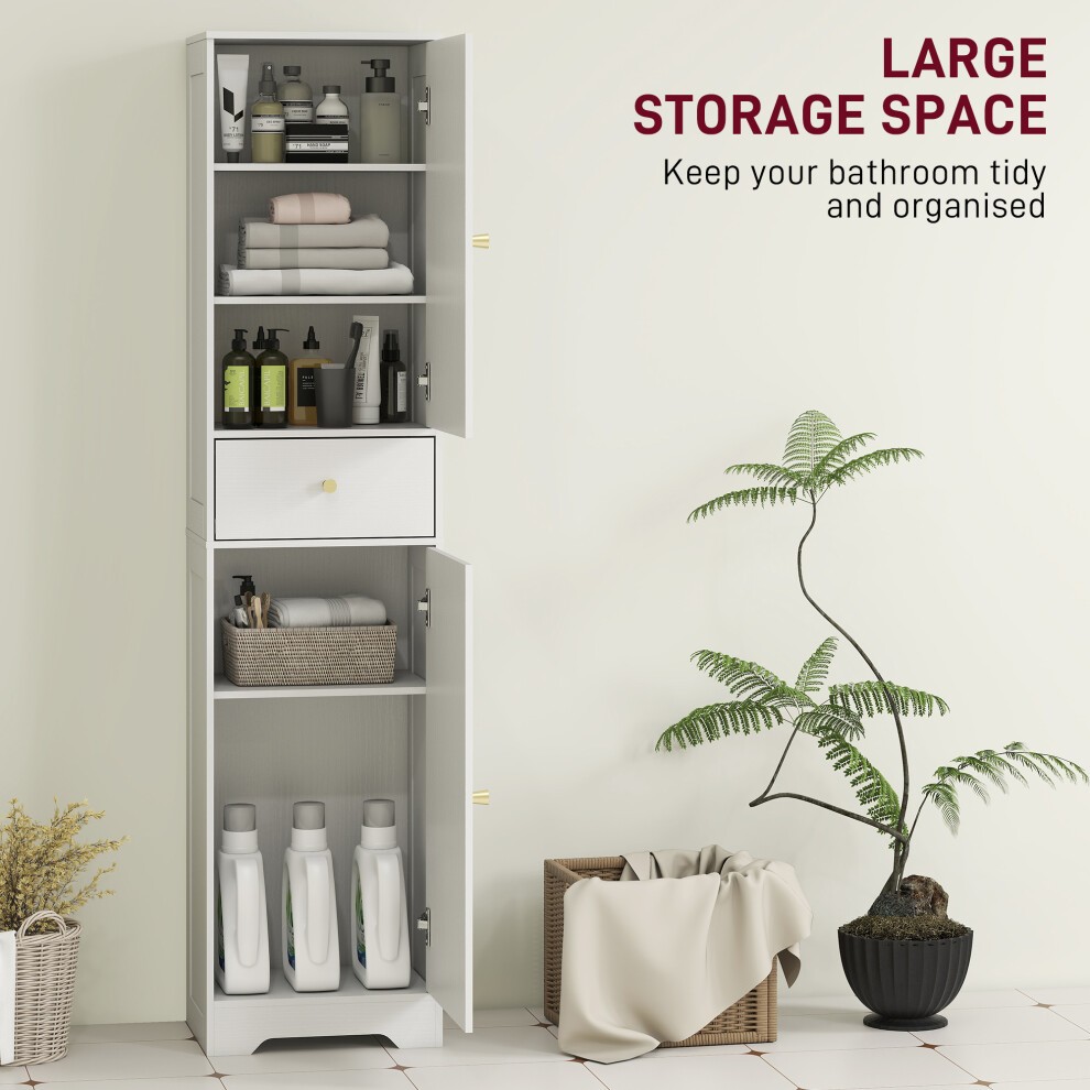 HOMCOM 2 Door Single Shelf White Tall Bathroom Storage Cabinet - image 3
