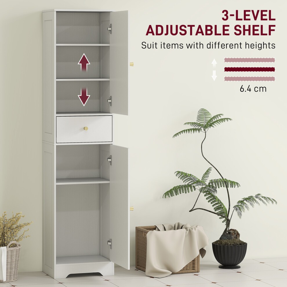 HOMCOM 2 Door Single Shelf White Tall Bathroom Storage Cabinet - image 4