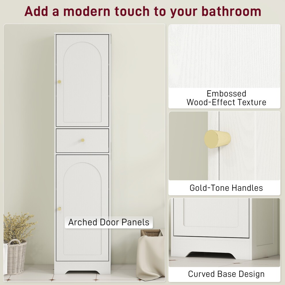 HOMCOM 2 Door Single Shelf White Tall Bathroom Storage Cabinet - image 5