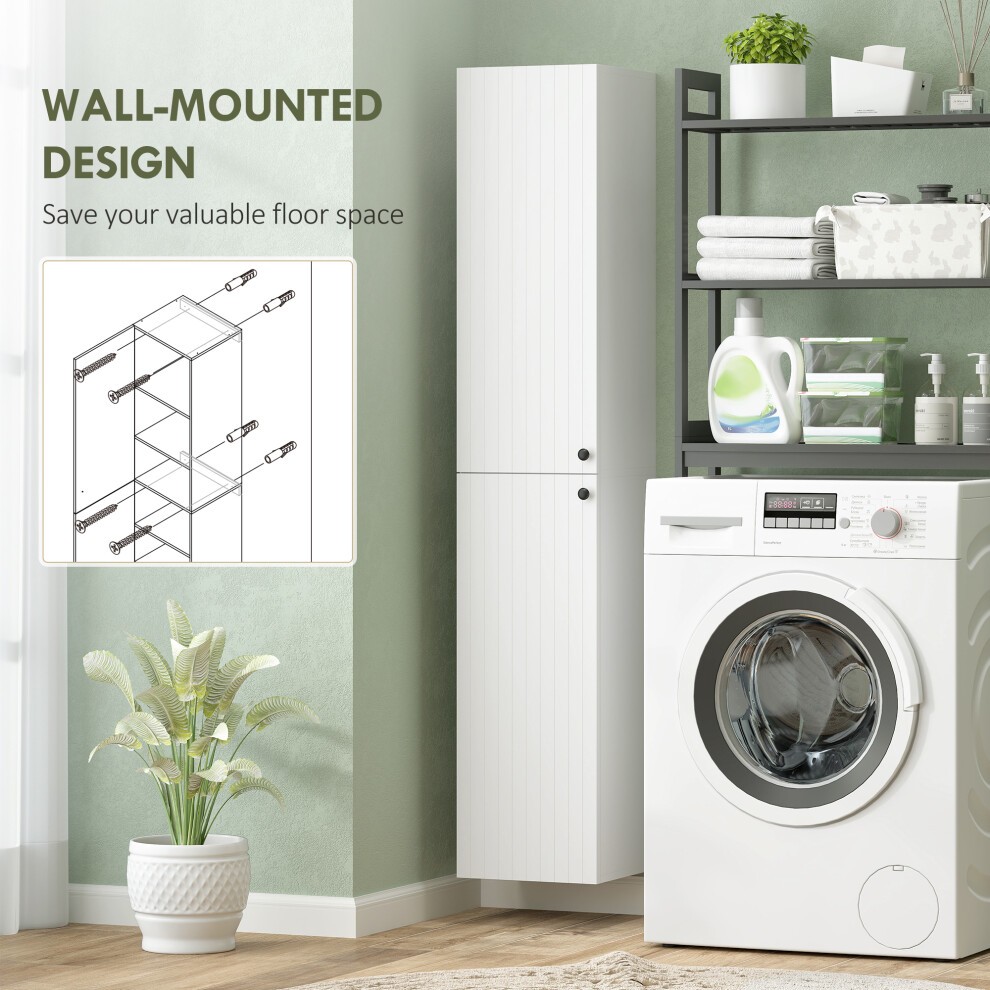 HOMCOM 2 Door White Wall Mounted Slim Bathroom Storage Cabinet - image 2