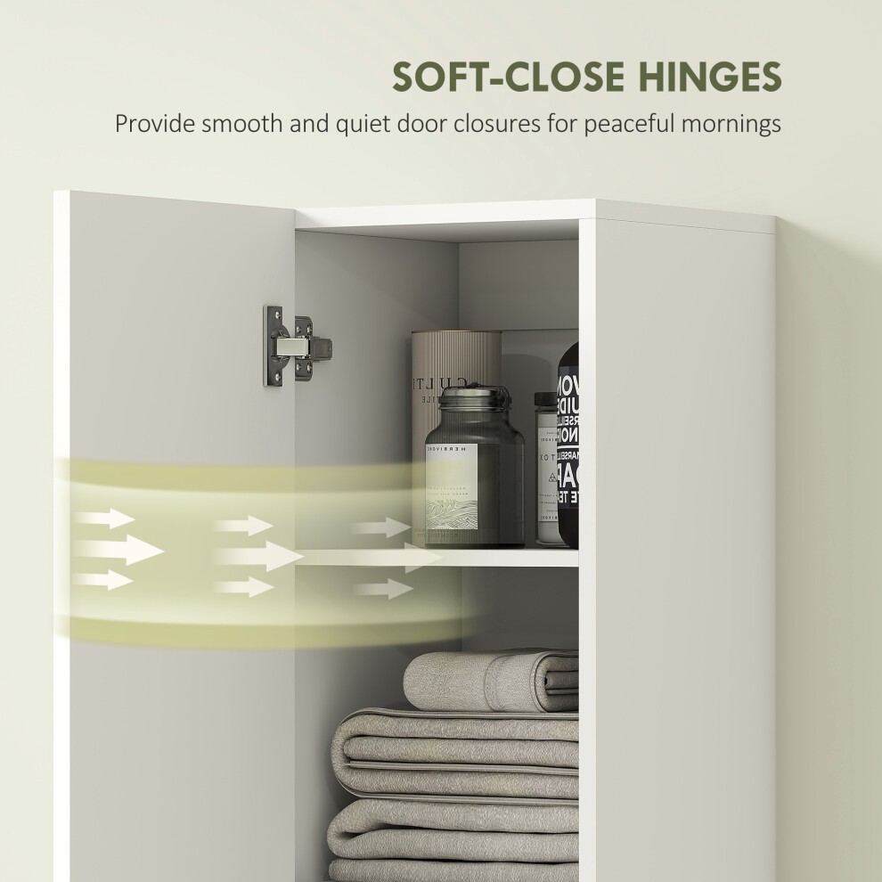 HOMCOM 2 Door White Wall Mounted Slim Bathroom Storage Cabinet - image 3