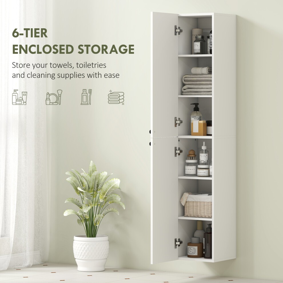 HOMCOM 2 Door White Wall Mounted Slim Bathroom Storage Cabinet - image 4