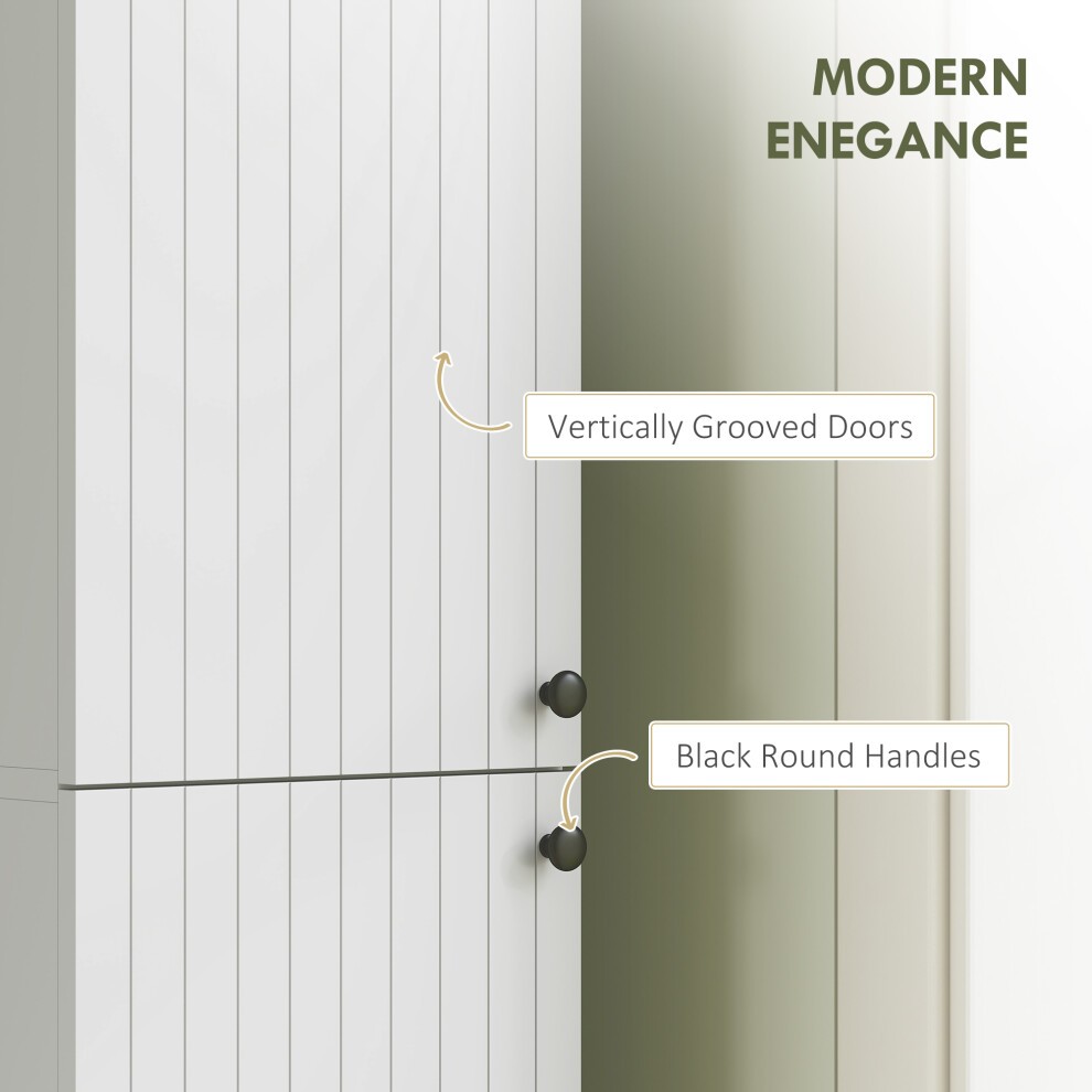HOMCOM 2 Door White Wall Mounted Slim Bathroom Storage Cabinet - image 5