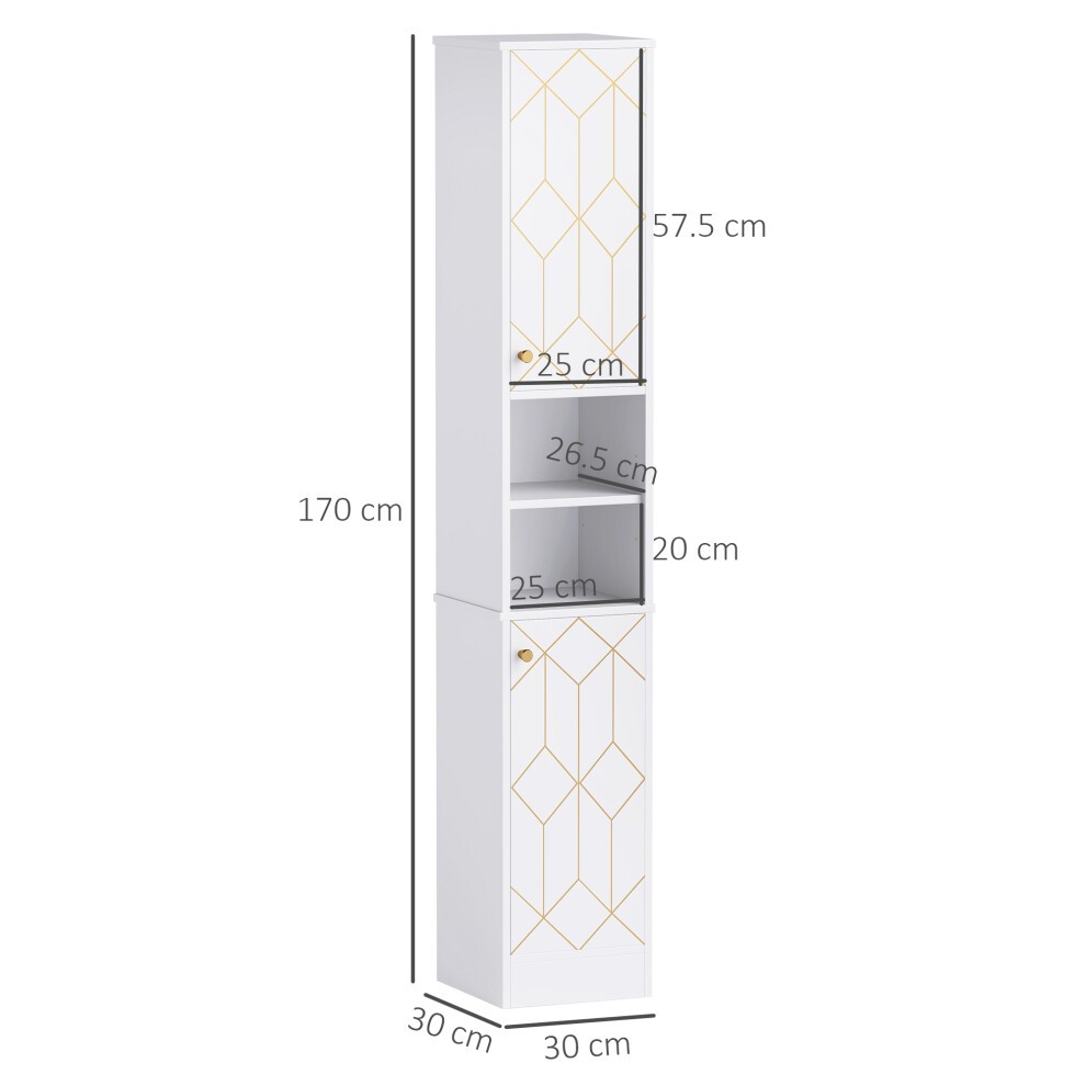 HOMCOM 2 Doors 2 Shelf White Slim Bathroom Cabinet - image 2