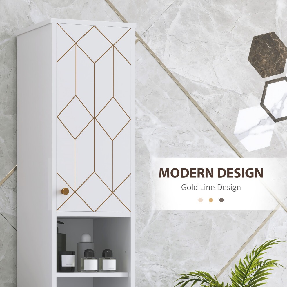 HOMCOM 2 Doors 2 Shelf White Slim Bathroom Cabinet - image 3