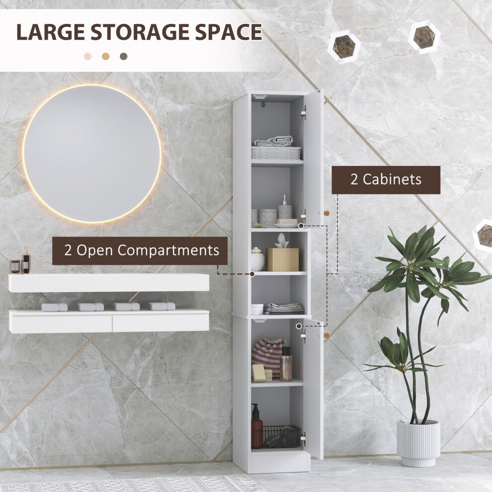 HOMCOM 2 Doors 2 Shelf White Slim Bathroom Cabinet - image 4