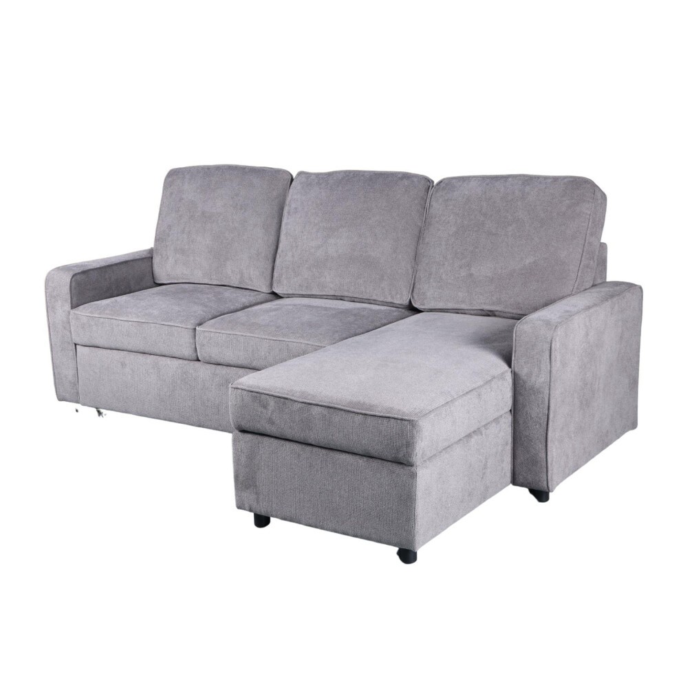 Home Source Kingston Grey Sectional Upholstered Corner Sofa with Pull Out Bed - image 2