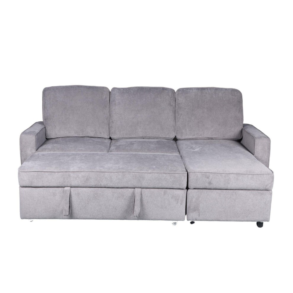 Home Source Kingston Grey Sectional Upholstered Corner Sofa with Pull Out Bed - image 3