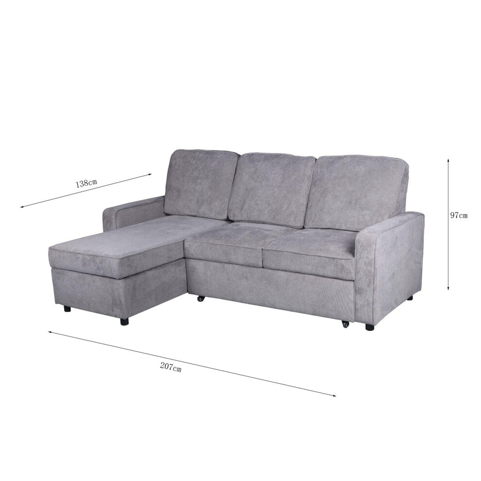 Home Source Kingston Grey Sectional Upholstered Corner Sofa with Pull Out Bed - image 4