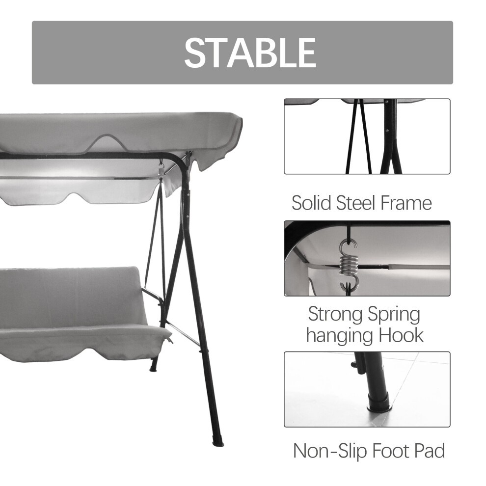 Hortus 3 Seater Grey Hammock Swing Chair - image 3