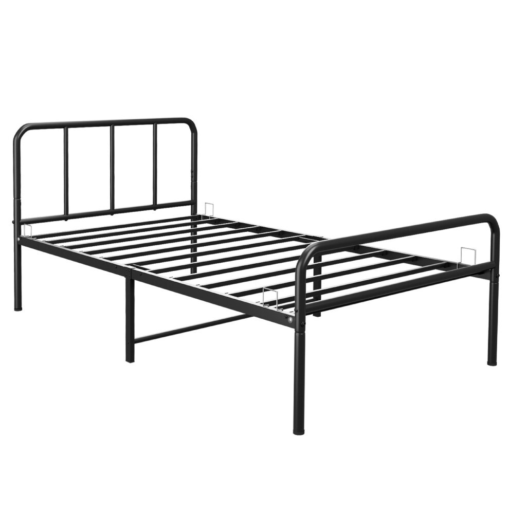 House Of Home Single Black Extra Strong Metal Bed Frame with Rounded Head and Foot Board - image 2