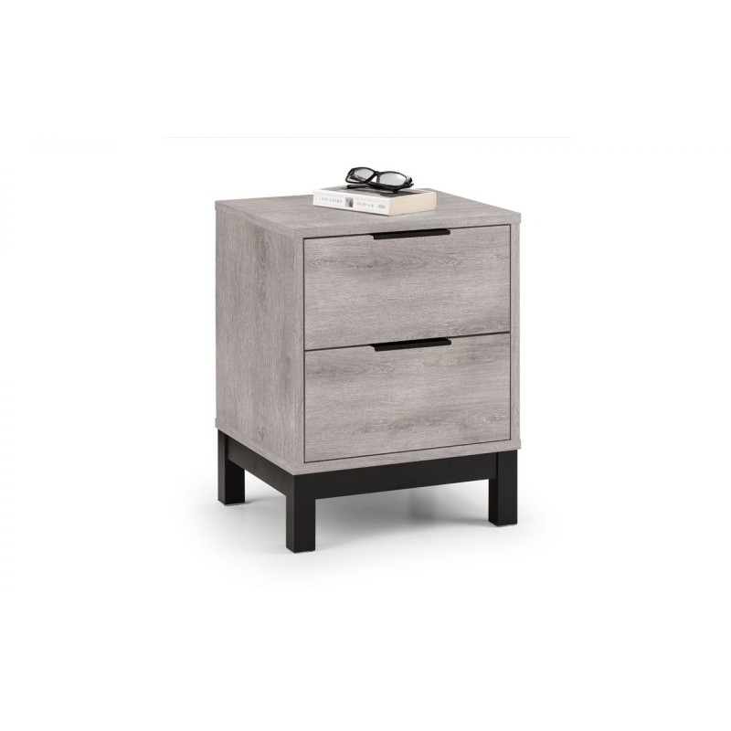 Julian Bowen Bali 2 Drawer Grey Oak Bedside Table - image 2