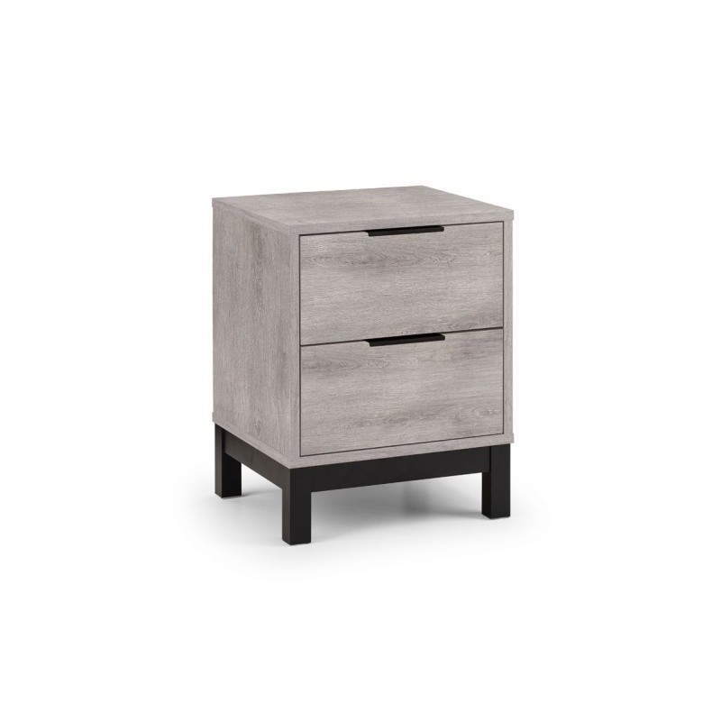 Julian Bowen Bali 2 Drawer Grey Oak Bedside Table - image 3