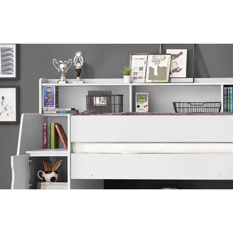 Julian Bowen Camelot All White Bunk Bed with Staircase - image 2