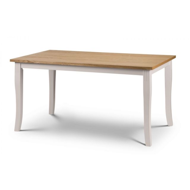 Davenport 150cm dining table featuring a natural oak top and elephant grey legs, showcasing a classic design with elegant tapered legs.